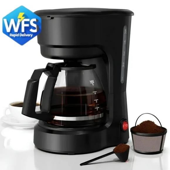 Auseo 5-Cup Fast Brew Drip Coffee Maker Quick Heat, Anti-Drip & Detachable Funnel & Filter, 700W Beginner-Friendly Espresso Machine with Glass Carafe