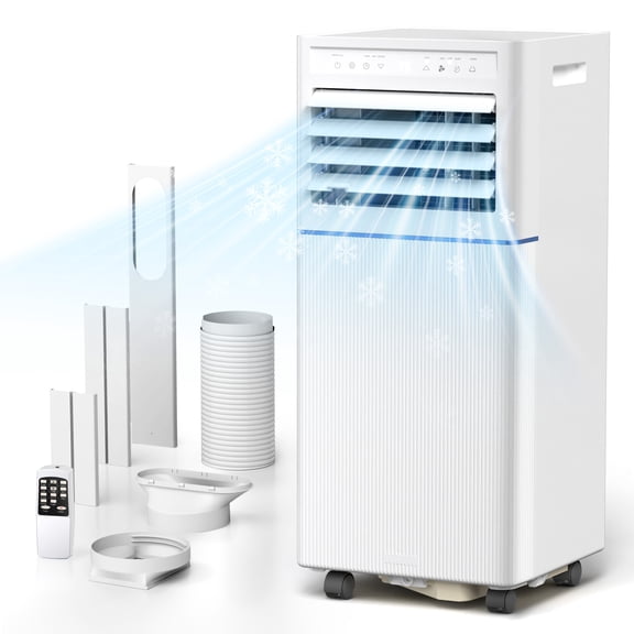 KISSAIR Portable Air Conditioner, 8,000 BTU Ashrae, 4-in-1 Quiet AC with Dehumidifier, Fan, Sleep Mode & Washable Filter for Rooms up to 350 Sq. Ft
