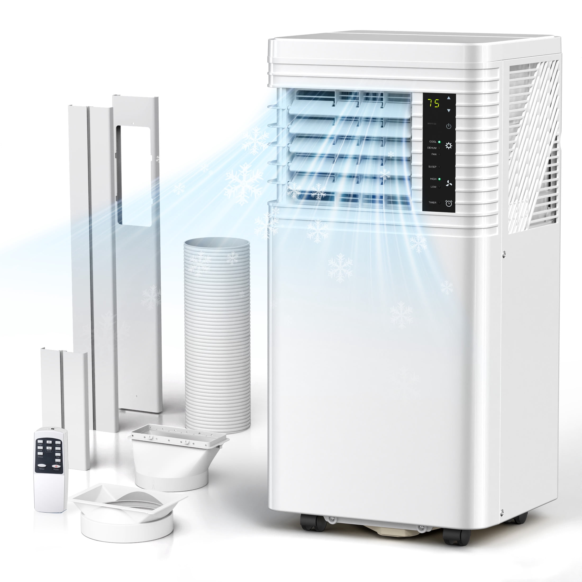 KISSAIR 10,000 BTU Portable Air Conditioner - Cools 450 Sq.Ft, 4-in-1 AC/Dehumidifier/Fan, Quiet & Energy Efficient, with Remote, 24H Timer, Easy Installation - Perfect for Bedroom, Office, Apartment