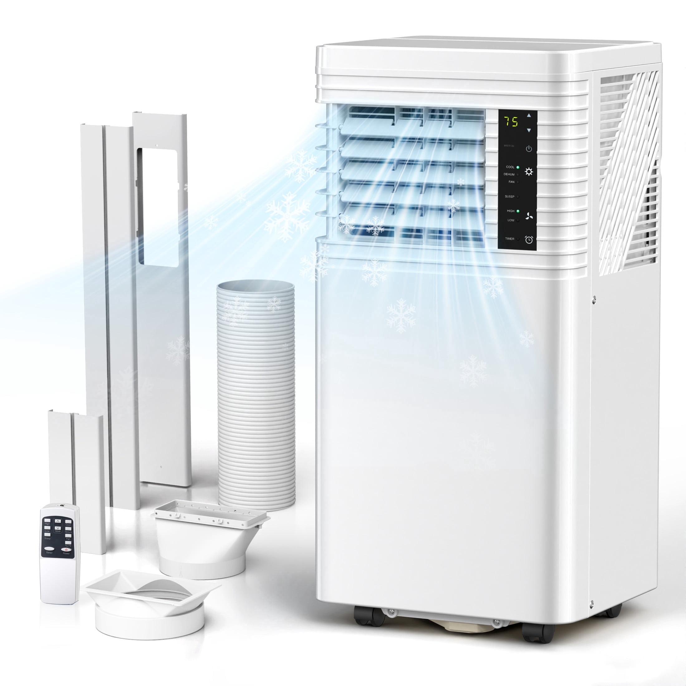 KISSAIR Portable Air Conditioner 8000 BTU Ashrae, Covers up to 350 Sq. Ft., 4-in-1 with Dehumidifier/Fan/Sleep Modes, Remote Control, 24-Hour Timer