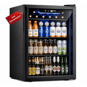 Auseo 100-Can Beverage Refrigerator with Double Glass Door, Energy Efficient Wine Cooler Mini Fridge, Air Cooled Frost Free for Home/Office/Bar