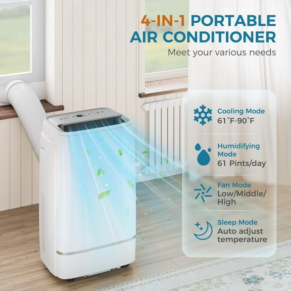 Moifoi 13000 BTU Portable Air Conditioners with Remote Control, 3-in-1 Free Standing Cooling AC Unit , Cools Room up to 750 sq.ft, Smart/Sleep Mode,3 Speed,Auto Swing,24H Timer