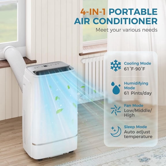 Moifoi 13000 BTU Portable Air Conditioners with Remote Control, 3-in-1 Free Standing Cooling AC Unit , Cools Room up to 750 sq.ft, Smart/Sleep Mode,3 Speed,Auto Swing,24H Timer
