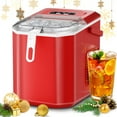 thumbnail image 1 of Auseo Portable Countertop Ice Maker, 26Lbs/24H, 9 Bullet-Shaped Ice in 8 Mins, with Handle/Ice Scoop/Ice Basket, for Home/Office/Bar/Party (Red), 1 of 9