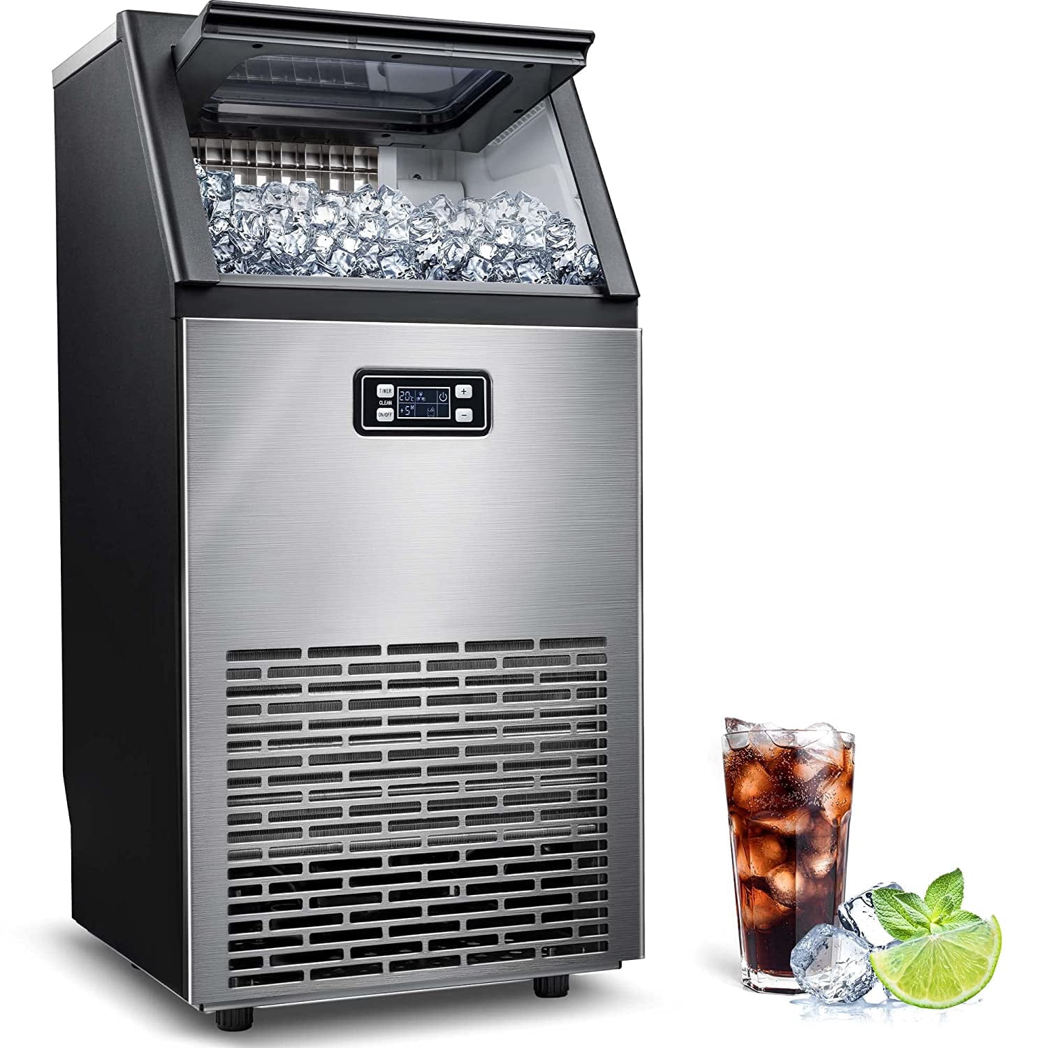 Auseo Commercial Ice Maker Machine, 100Lbs/Day, 45 Cubes/Batch in 1120