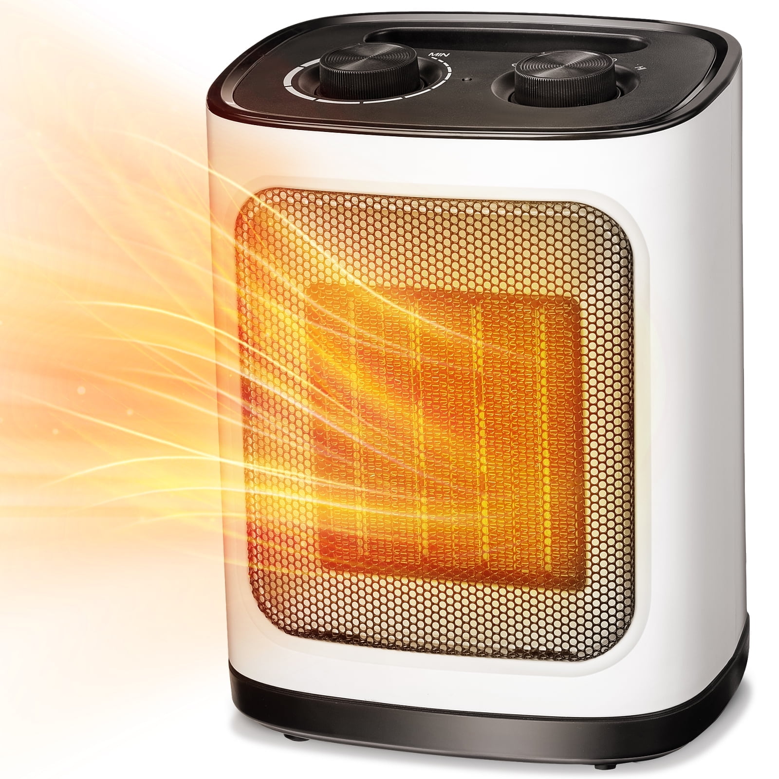 Auseo Compact 1500W Electric 3 Speed Ceramic Space Heater, White