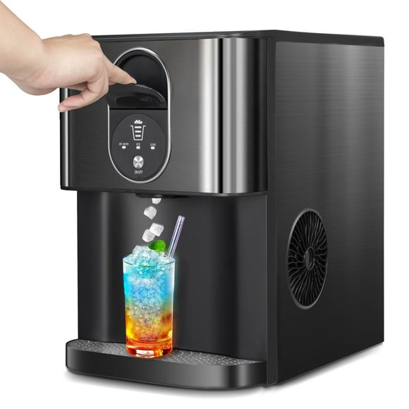 Auseo Ice Maker Countertop with Soft Chewable Ice, 44 Lbs/24H, Self-Cleaning, One-Click Operation for Home/Party(Black)