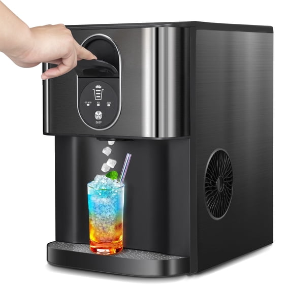 Auseo Black Countertop Ice Maker with Soft Chewable Ice, 44 lbs per 24H, Self-Cleaning