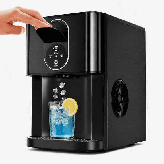 Auseo Ice Maker Countertop with Soft Chewable Ice, 44 Lbs/24H, Self-Cleaning, One-Click Operation for Home/Party(Black)