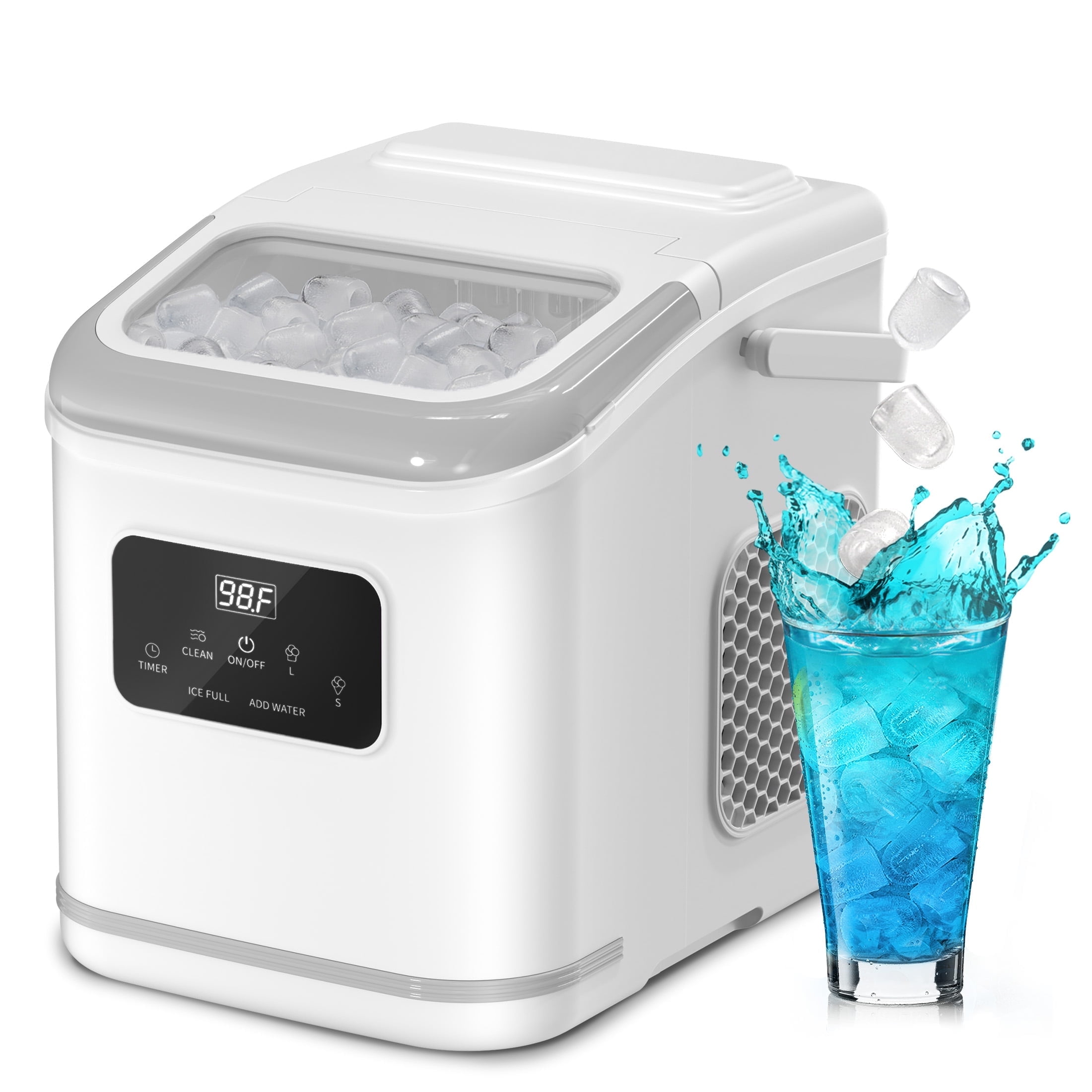 Auseo Countertop Ice Maker Machine, 26Lbs/24H, S/L 2 Size Ice Cube ...