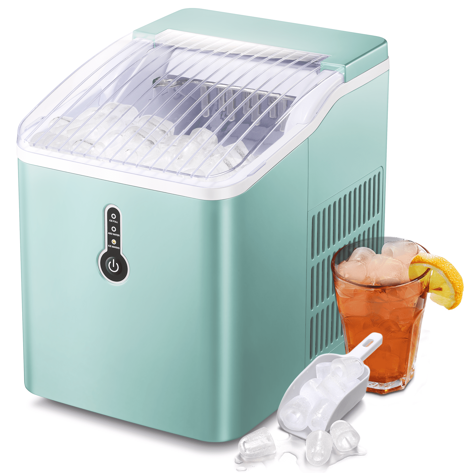 Auseo Countertop Ice Maker Machine, Portable Compact Ice Maker with Ice  Scoop&Ice Basket, 9 Pcs/8 Mins, 26LBS/24H, Bullet Ice, Self-Cleaning