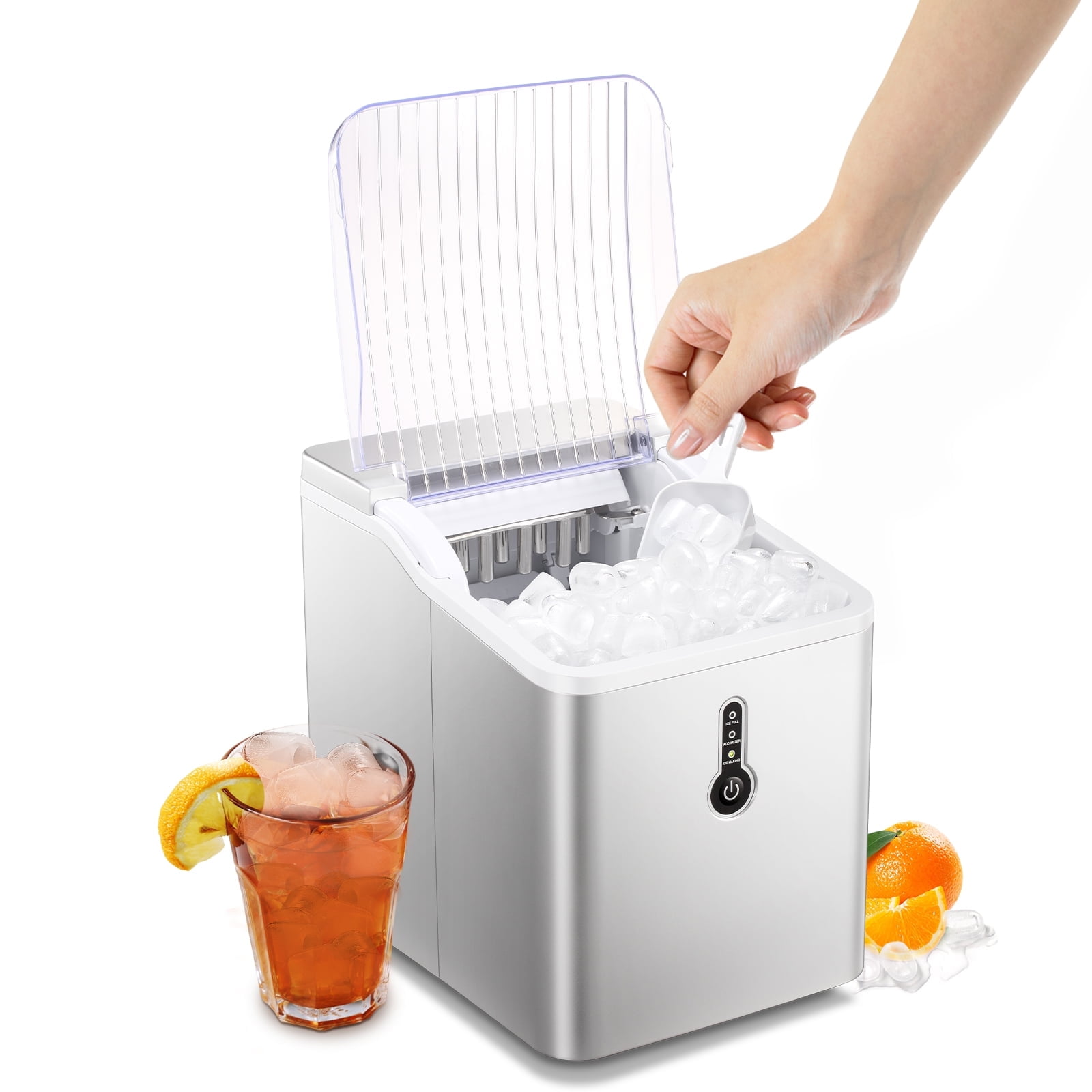 Auseo Countertop Ice Maker Machine, Portable Compact Ice Maker with Ice
