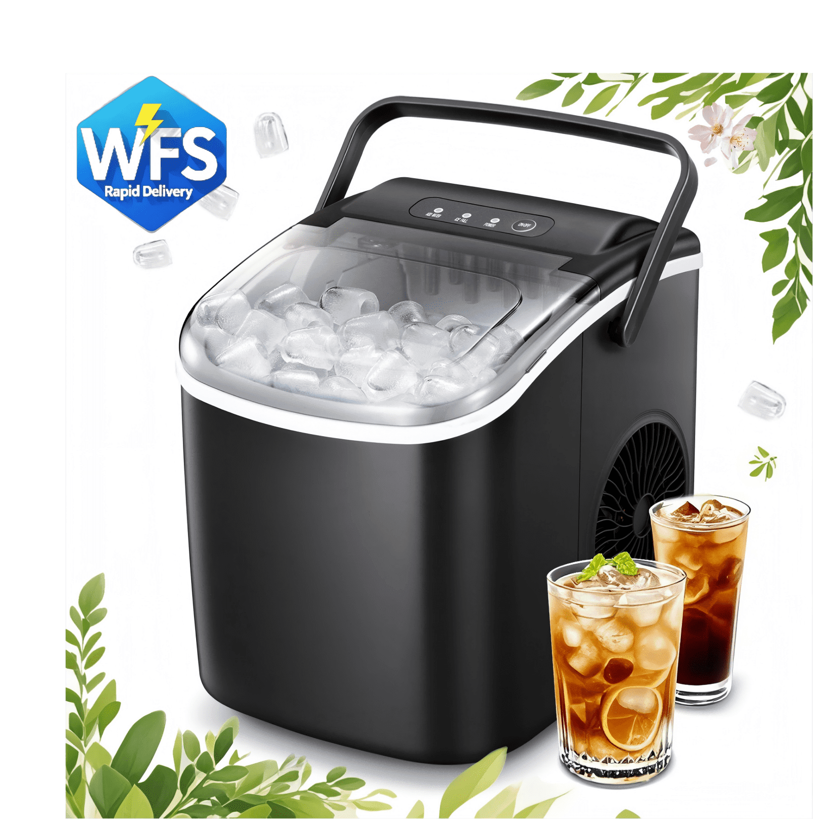 Black Portable Countertop Ice Maker with Self-Cleaning