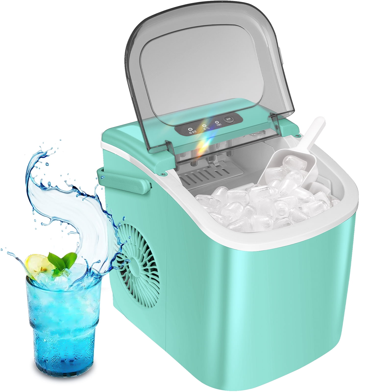 Auseo Countertop Ice Maker, Portable Ice Machine with Handle, 26Lbs/24H