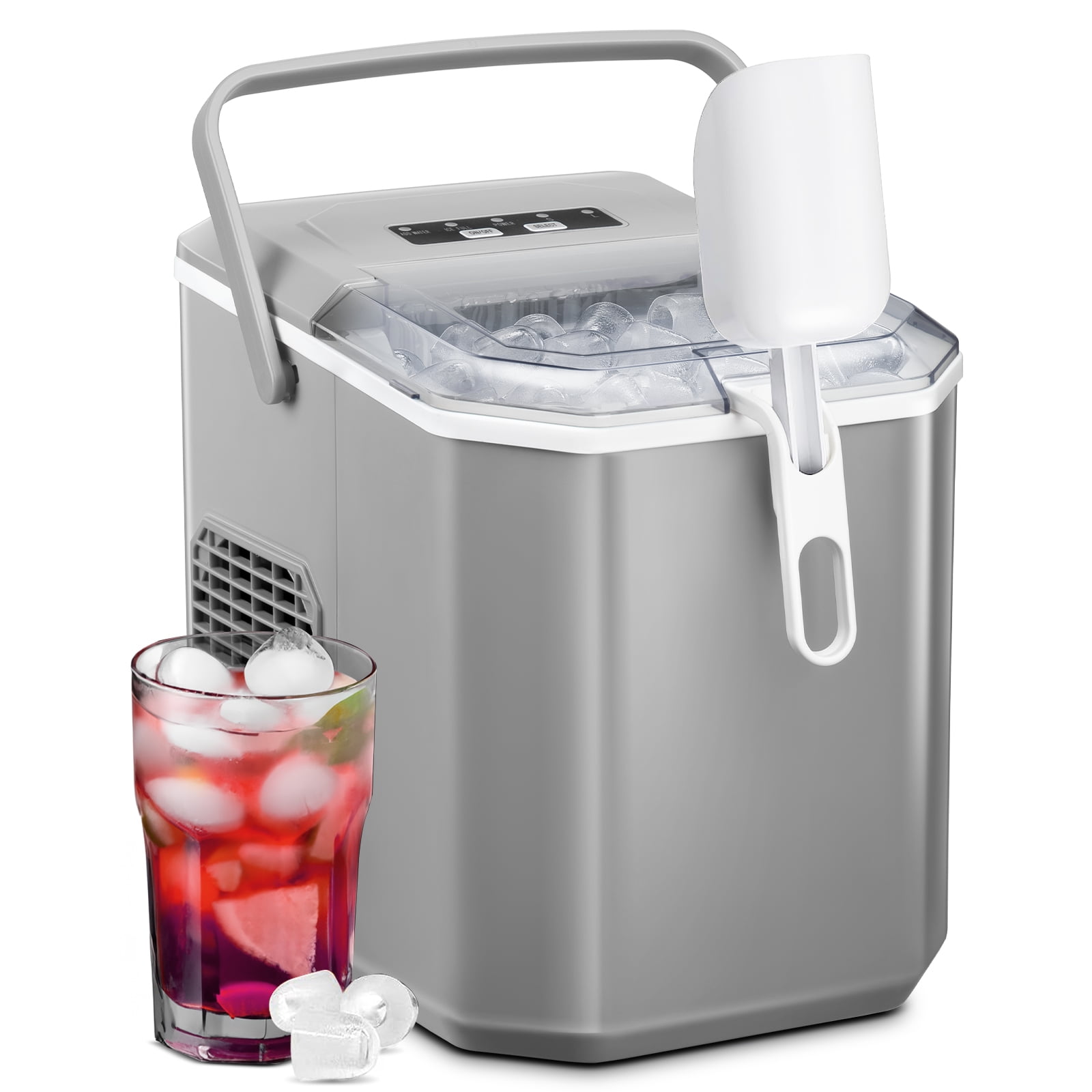 Auseo Portable Countertop Ice Maker, SelfCleaning, Easy to Move with Handle, Bullet Ice Cubes