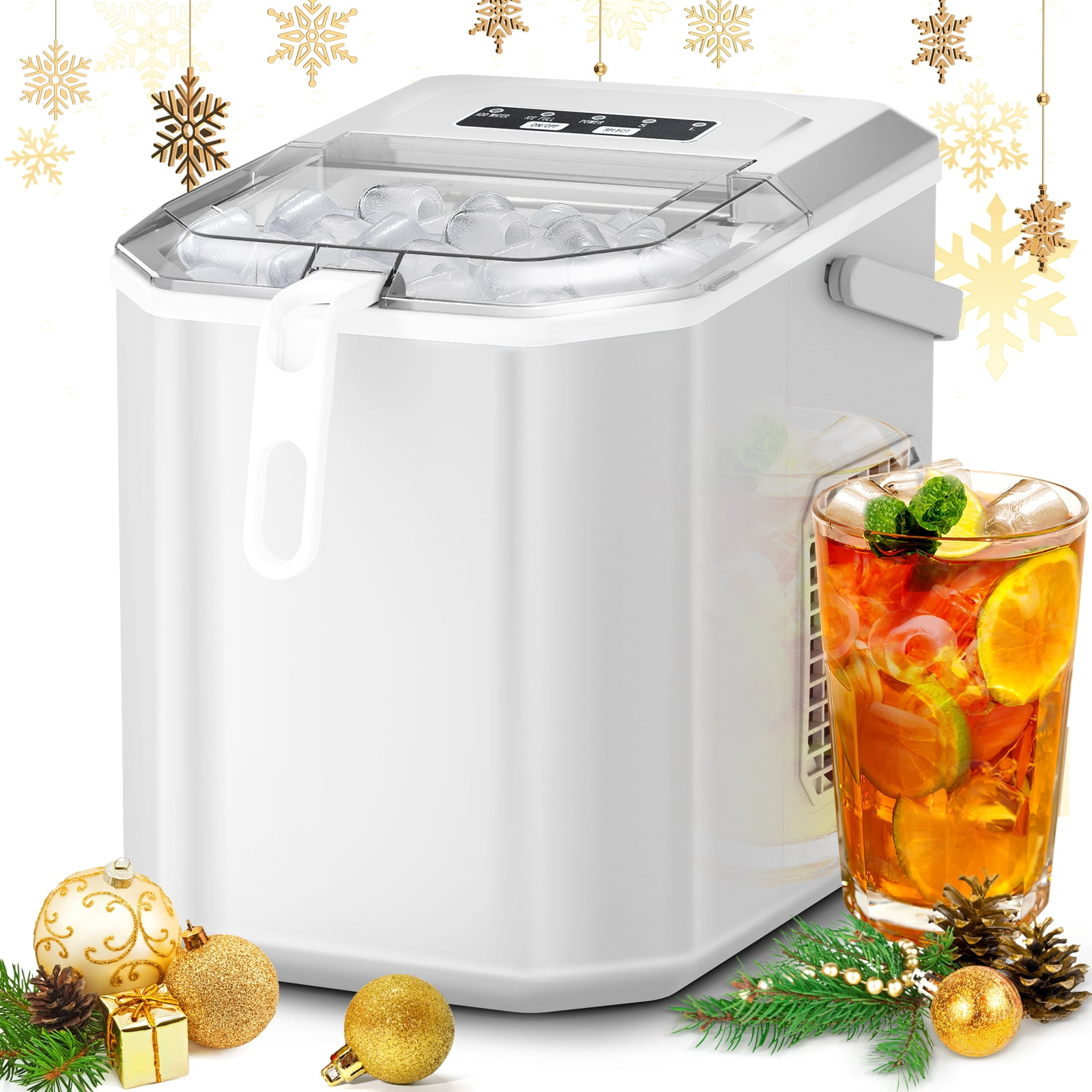 Simzlife Countertop Ice Maker with Handle,Portable Ice