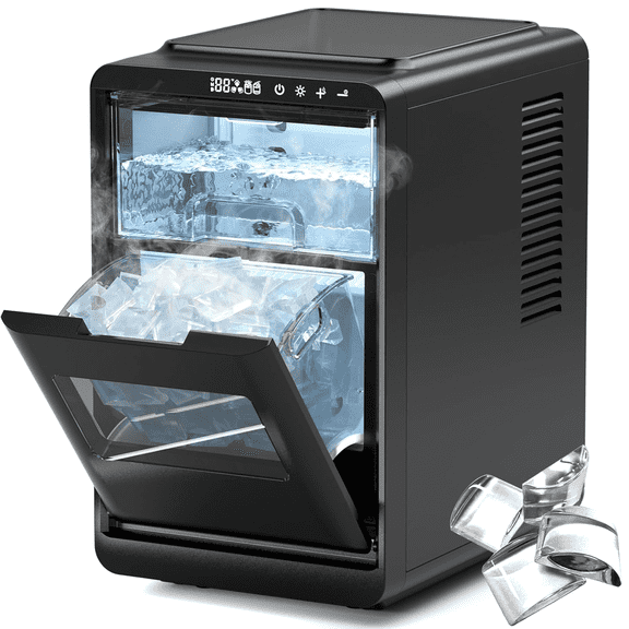 Auseo Crescent Ice Maker Countertop, 16pcs Crystal Clear Ice Cubes in 12 Min, 26 lbs/24H, 2000 Cubes Daily Portable Ice Machine with Self-Cleaning & Timer, Ideal for Home, Office, Party