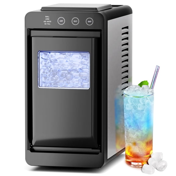 Auseo Countertop Ice Maker Portable, 26 lbs/Day, 8Pcs in 6Mins, Auto-Cleaning, Ice Machine with Ice Scoop, for Home/Office/Party