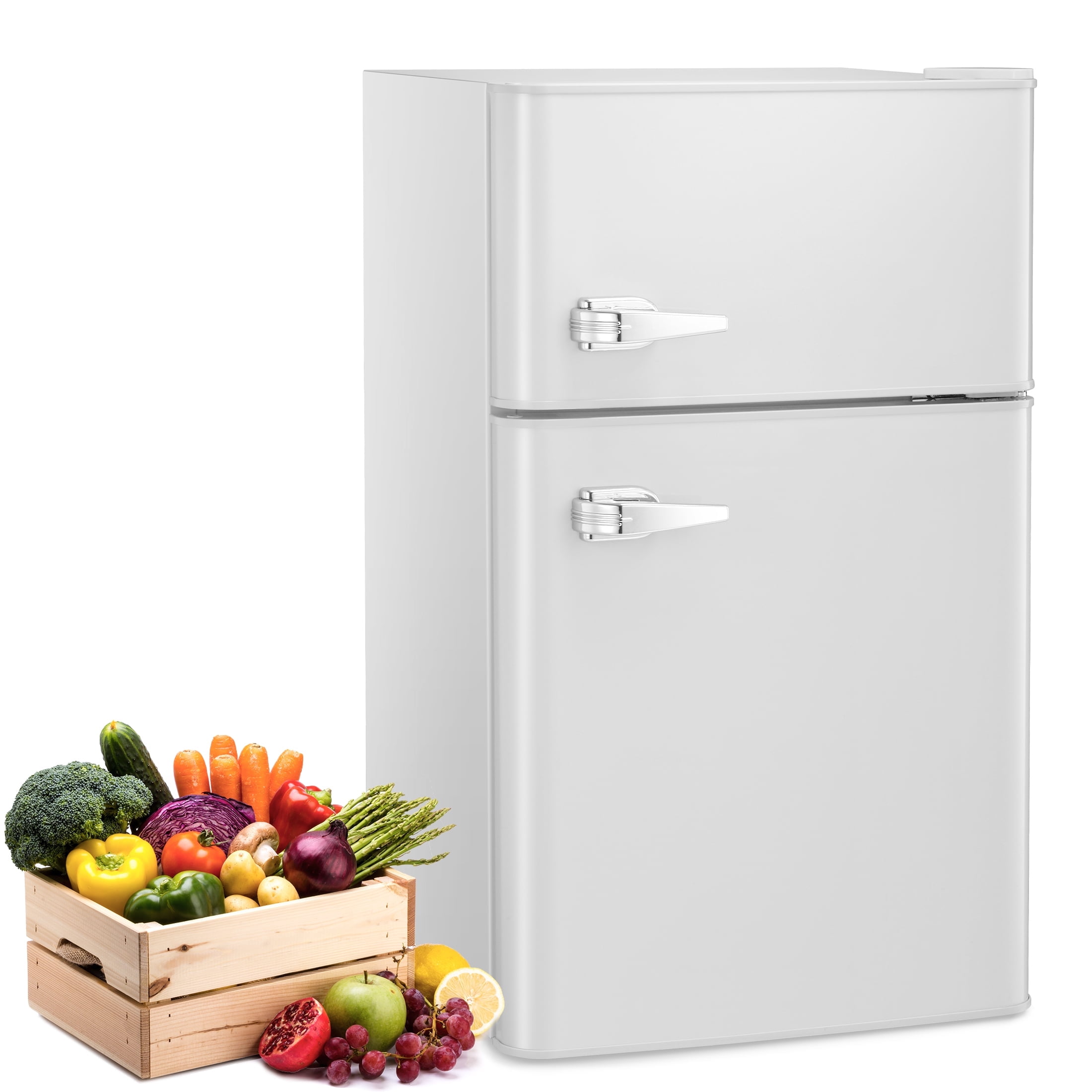 3.2 Cu.ft Double Doors Freestanding Mini Refrigerator with Freezer – free  village
