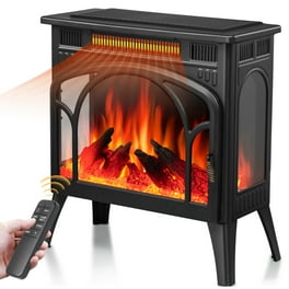 Costway 1500W Electric Space Heater PTC Fast Heating Ceramic Heater 3D  Realistic Flame Black 