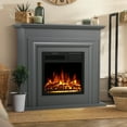 Auseo Electric Fireplace, Wooden Mantel, Free Standing, Remote Control