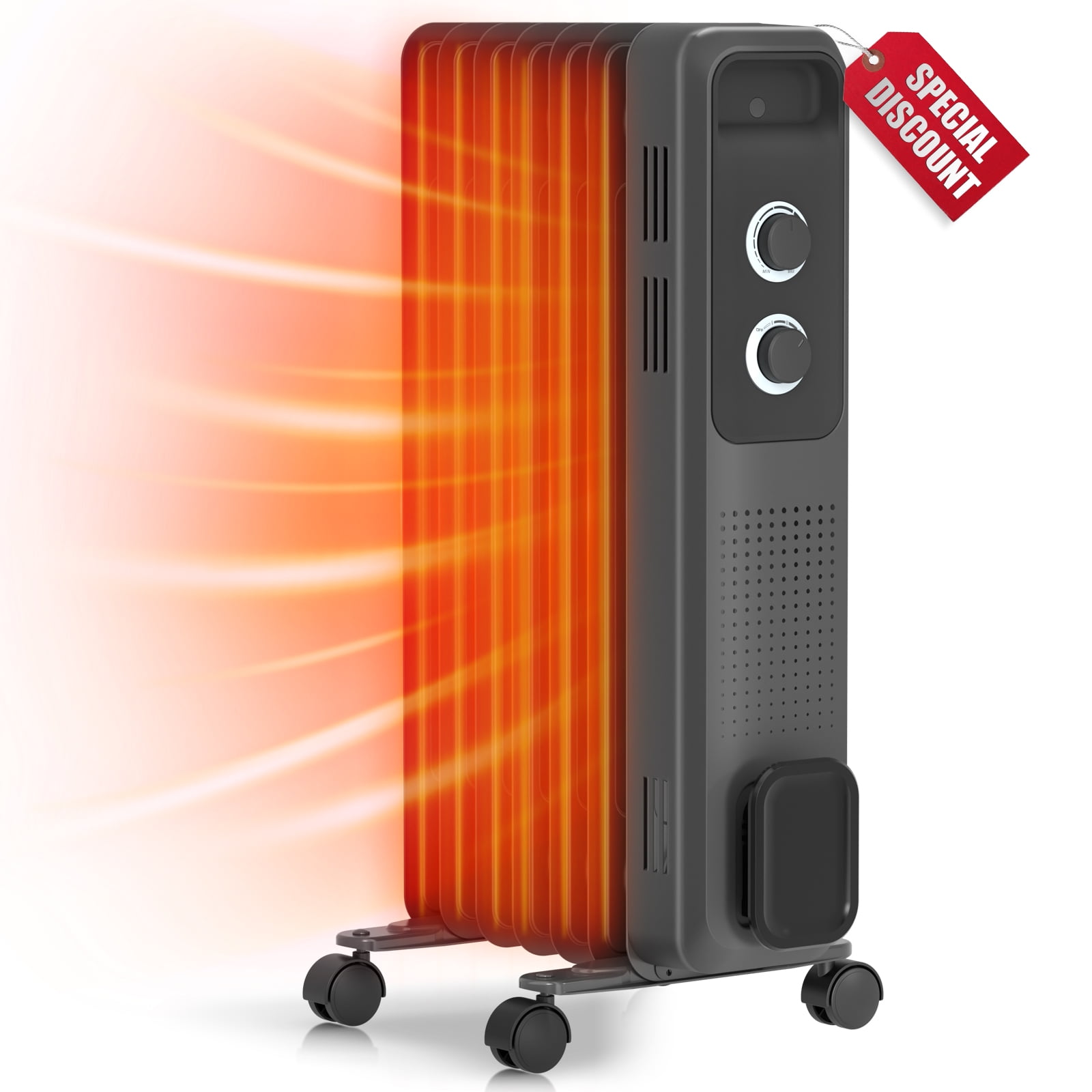 Oil Filled Radiator Heater With Thermostat Auseo Electric Oil Filled Radiator Space Heater, Thermostat Room