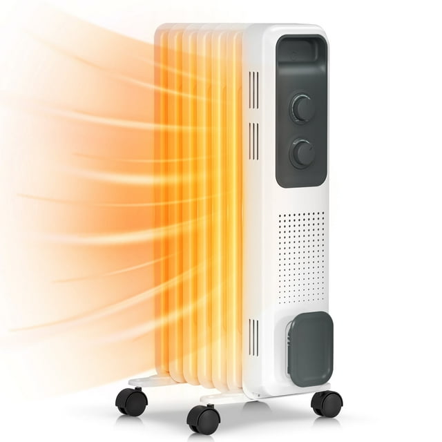 Auseo Electric Oil Filled Radiator Space Heater, Thermostat Room ...