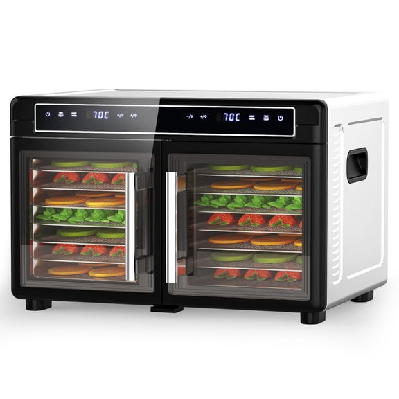 Auseo 1200W Food Dehydrator, Dehydrator Machine with Digital Pannel, Adjustable Temperature & 72H Timer, 2 Zone, 16 Trays for Fruits, Vegetables and Meat
