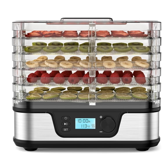 Auseo Food Dehydrator, 5 Stainless Steel & BPA-Free Trays Electric Dehydrated Dryer, 95℉~167℉, 72H Timer Dehydrator Machine for Meats, Fruits, Vegetables, Jerky and Pet Treats
