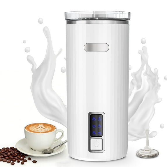 Auseo Milk Frother, 6-in-1 Electric Milk Steamer, Automatic Warm and Cold Foam Maker and Milk Warmer for Latte, Cappuccinos, Macchiato, Chocolate, White