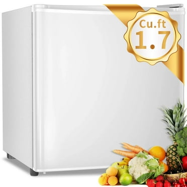 1.7 Cu ft Compact Single Door Refrigerator - Energy Efficient, Reversible Door, Perfect for Home, Office, or Dorm, White