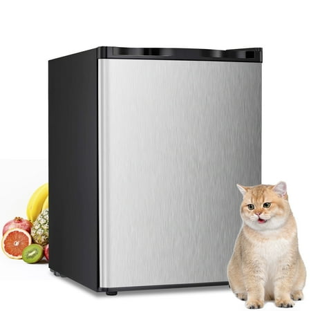 Auseo Mini Freezer Countertop, Energy Saving 2.6 Cu.ft, Single Door Compact Upright Freezer with Reversible Door for Home/Office/Kitchen-Silver