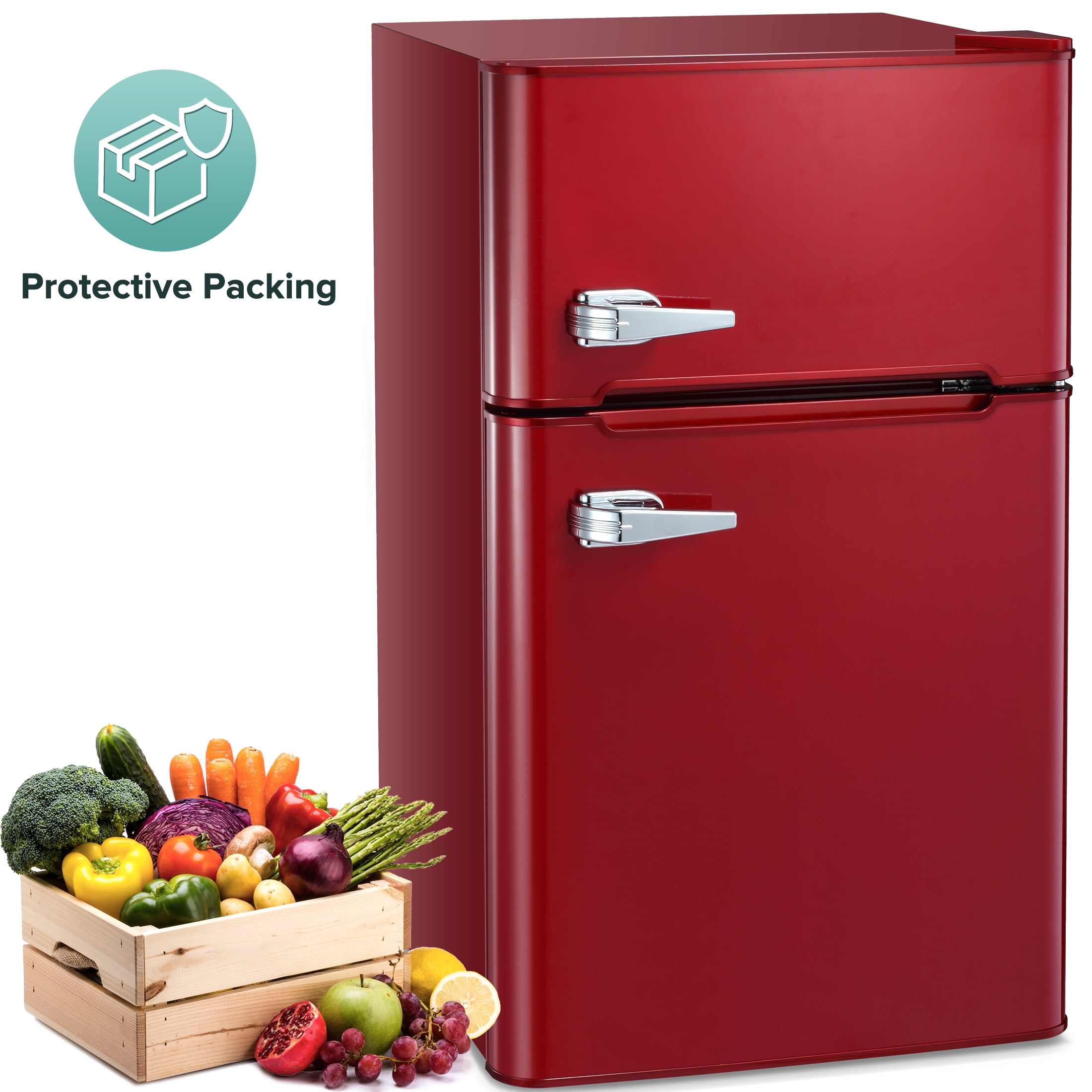 Auseo Mini Fridge 3.1Cu.ft 115 Volt 60 Hz AC Low Noise Adjustable Temperature Suitable for Kitchen Living Room Office and Dormitory Red