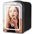 thumbnail image 1 of Auseo Mini Personal Fridge Cooler, LED Lighted Mirror, 4L Capacity Portable, Makeup and Skincare - AC/DC Refrigerator, Car, Office Desk & Dorm - Chills 6 Cans, Black, 1 of 8