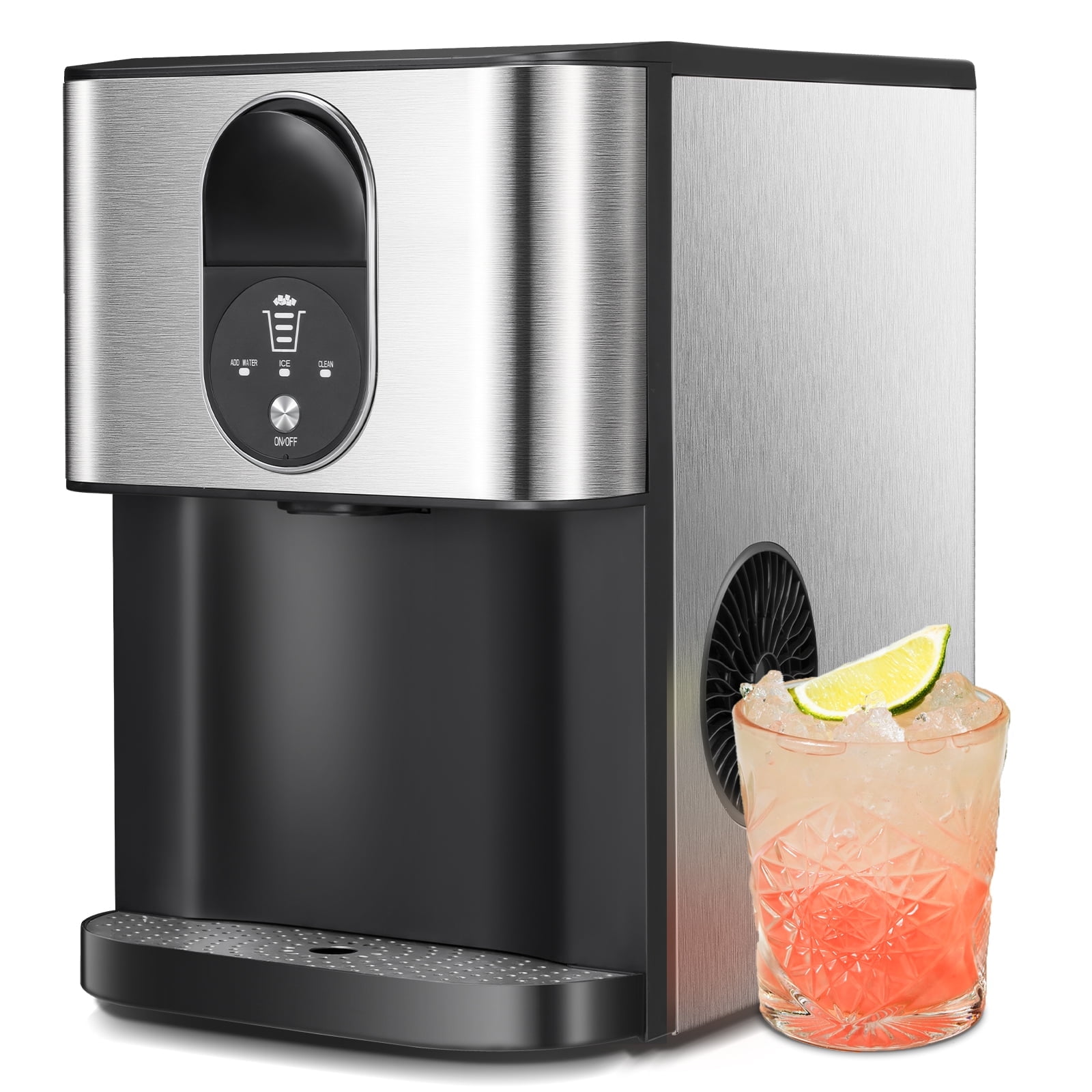 Auseo Nugget Ice Maker, Compact Ice Maker with Soft Chewable Ice, 44 Lbs/24H, SelfCleaning, One