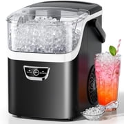 Auseo Nugget Ice Maker Countertop , 35lbs/24H, Crushed Ice Ready in 5 Mins ,Self-Cleaning, Ice Basket & Ice Shovel & Handle, for Home/Office/Party, Black
