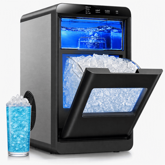 Auseo Nugget Ice Maker Countertop, 44lbs/24H, Ready in 7-10Mins,Auto Deep Cleaning Ice Machine