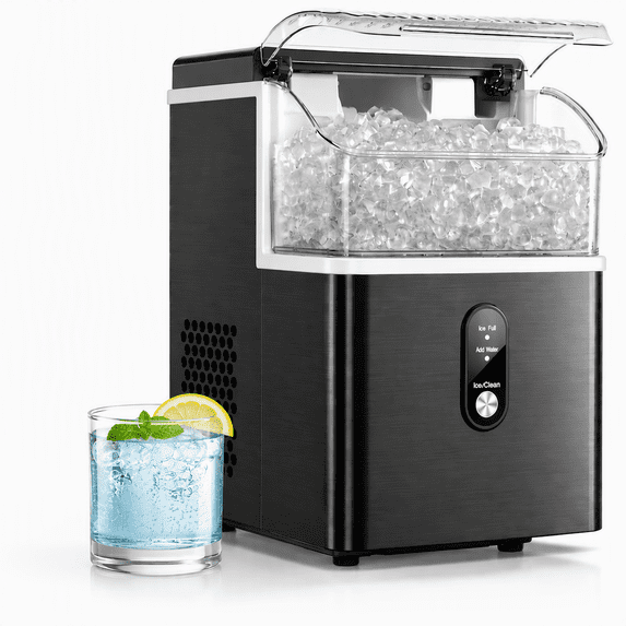 Auseo Nugget Ice Makers, 35lbs/Per day Chewable Nugget Ice Machine with Self-Cleaning,Black