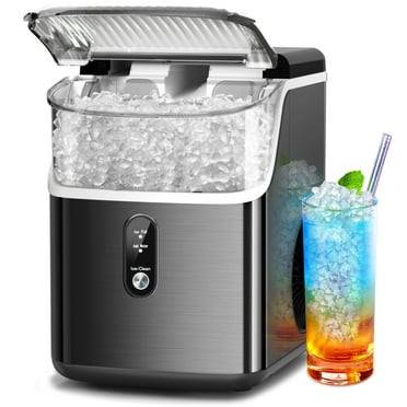 Auseo Nugget Ice Maker Countertop, Portable Ice Maker Machine with Self-Cleaning Function, 35lbs/24H, Easy Operation, Pellet Ice Maker for Home/Kitchen/Office/Party-Black