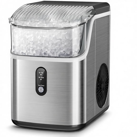 Auseo Nugget Ice Makers, 35lbs/Per day Chewable Nugget Ice Machine with Self-Cleaning,Steel