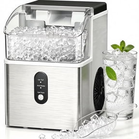 Auseo Nugget Ice Makers, 35lbs/Per day Chewable Nugget Ice Machine with Self-Cleaning,Steel