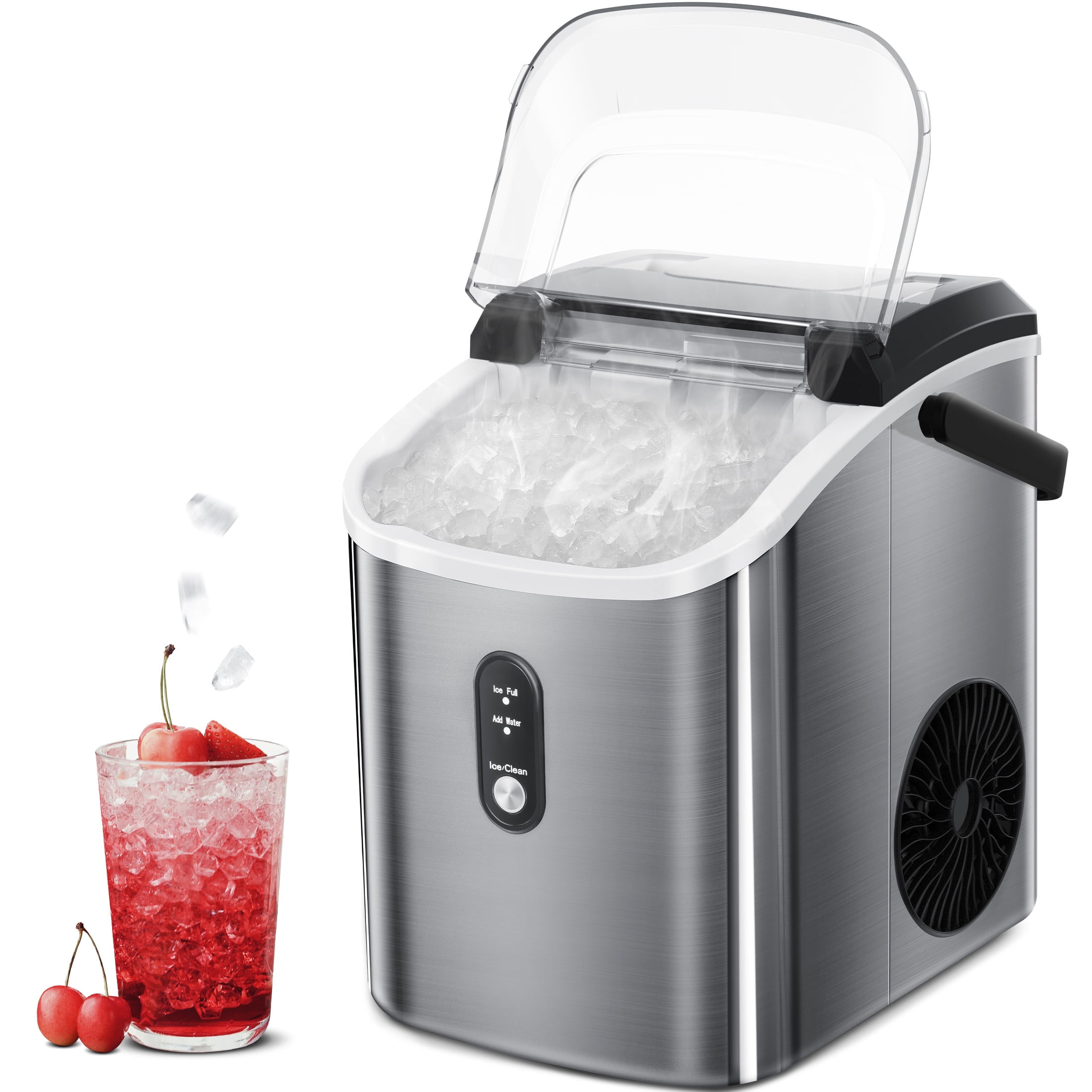  AGLUCKY Ice Makers Countertop with Self-Cleaning,  26.5lbs/24hrs, 9 Cubes Ready in 6~8Mins, Portable Ice Machine with 2 Sizes  Bullet Ice/Ice Scoop/Basket for Home/Kitchen/Office/Bar/Party, Red :  Appliances