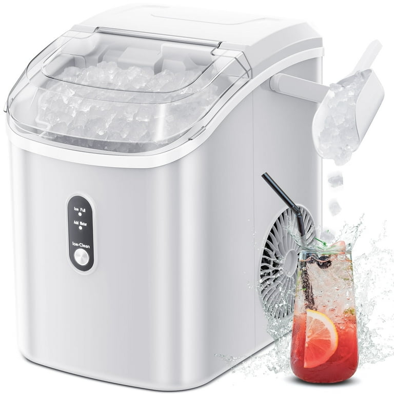 Auseo Nugget Ice Maker Countertop with Soft Chewable Pellet Ice, 34lbs/24H,  Self-Cleaning, Sonic Ice Maker for Home/Office/Party-White 