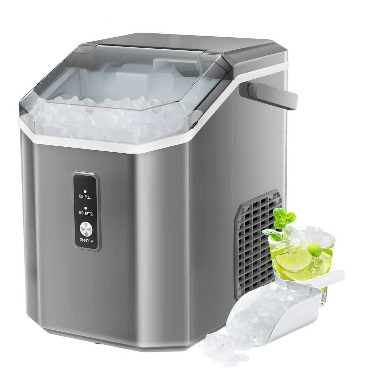 SYCEES Nugget Ice Maker Countertop, 55lbs/24h, 13lbs Storage, Sonic Ice  Ready in 7 Mins, 2 Ways to Add Water, Self-Cleaning Pellet Ice Machine for  Home, Office, Bar, Cafe, Restaurant, Commercial Use 