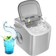 Auseo Portable Ice Maker, 26lbs/24H, 9Pcs/8Mins, Self-Cleaning, for Kitchen/Office/Bar/Party(Grey)