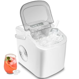 KISSAIR Portable Ice Maker Countertop, 9Pcs/8Mins, 26lbs/24H, Self-Cleaning  Ice Machine with Handle for Kitchen/Office/Bar/Party, White