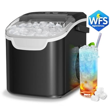 Auseo 26 lbs/24H Countertop Ice Maker Machine, 2 Sizes of Bullet Ice Cubes, 8 Cubes Ready in 6 Mins, Self-Cleaning, Black