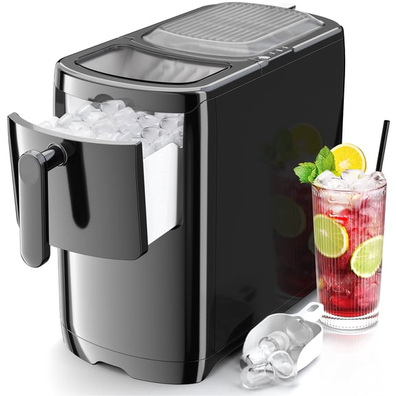 Auseo 18 lbs/24H Countertop Ice Maker Machine,  6 Bullet-Shaped Ice in 6 Min, Auto-Cleaning, Black