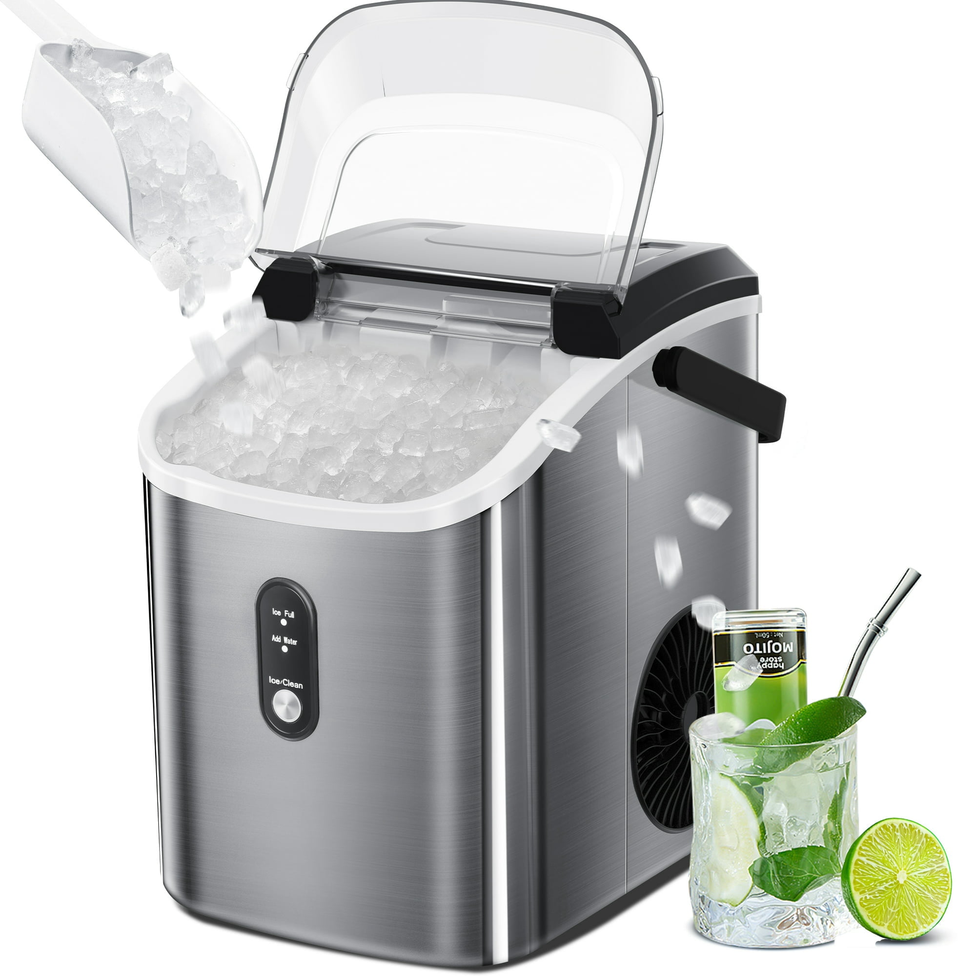 Auseo Portable Nugget Ice Maker Countertop, SelfCleaning Function