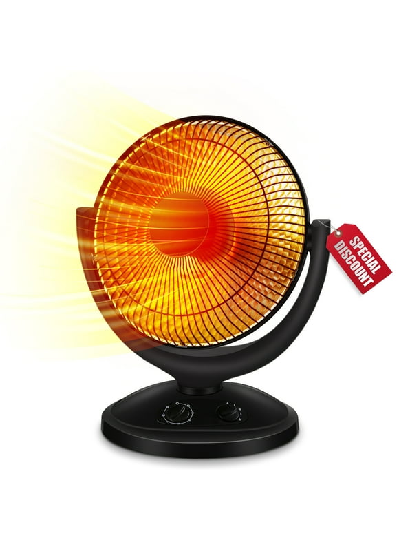 Auseo Radiant Dish Heater, 400W/800W, Oscillating Space Heater with Timer, Overheat and Tip-over protection